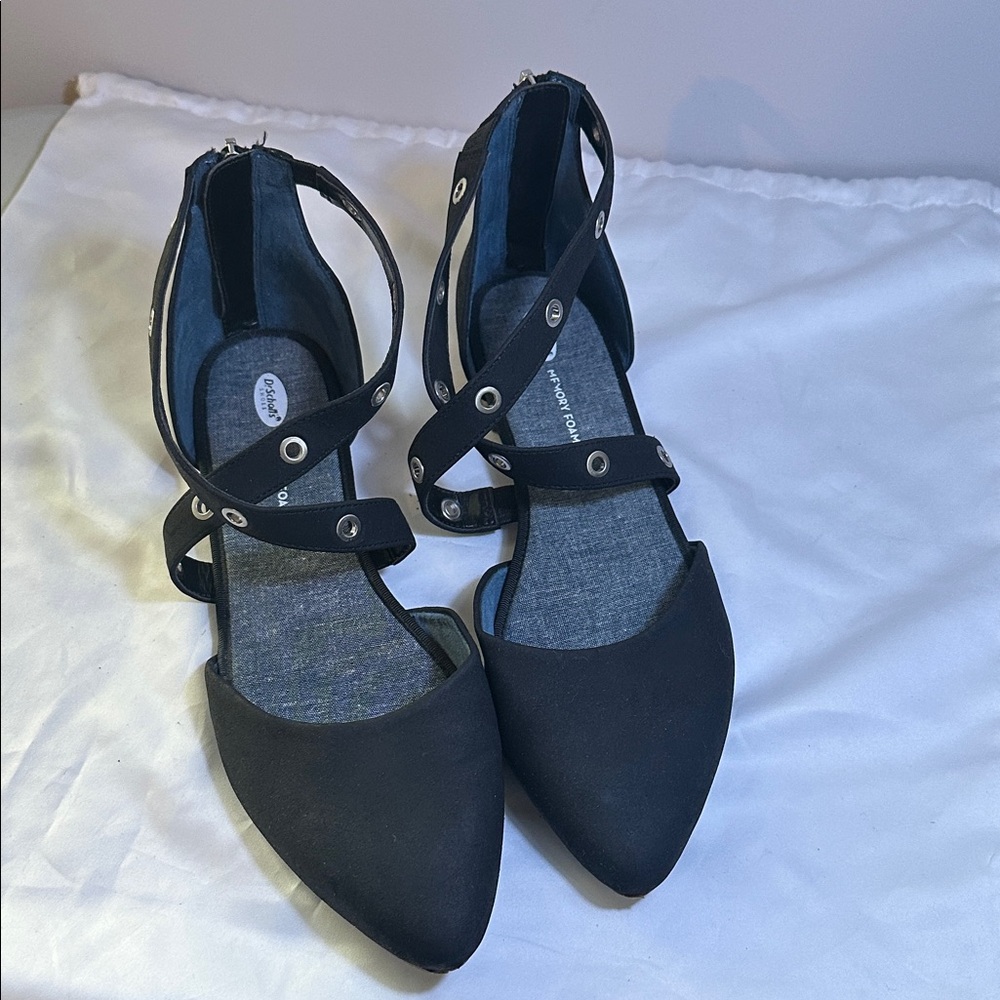 Dr. Scholl's Black Women's Flats with Ankle Straps